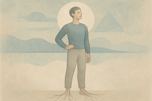 try again, I need a muted colours illustration to represent confidence, use anxiety product as a style guide and no words on image 