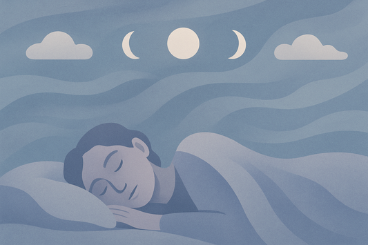 use anxiety product as a style guide and create an illustration that represents deep sleep with muted tones and no wording on the image 